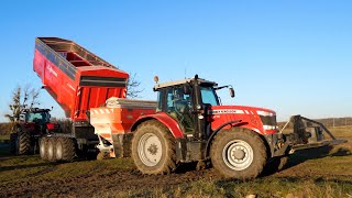 Épandages dengrais 2022  MF 7616 et Kuhn Axis  Benne Lartésienne 3 essieux semi élévatrice [upl. by Manya425]