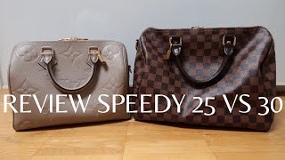 Louis Vuitton Speedy B 25 vs 30  Review easiest way to choose the best one amp whats in my bag EN [upl. by Elish]