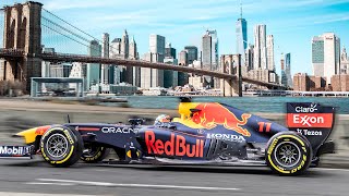 Sergio Perez Drives F1 Car Through New York City [upl. by Dicks]