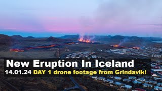 140124 New volcano eruption in Iceland devastating drone images [upl. by Bannerman]