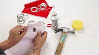 How to make eyelets  grommets application 40mm 28 mm [upl. by Ettenan]