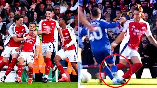 Fans stunned after Riccardo Calafiori avoids red card during Arsenal win vs Leicester [upl. by Nosmirc]