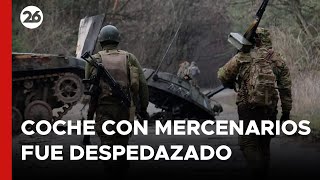 UCRANIA  El coche con mercenarios extranjeros fue despedazado [upl. by Aivartal475]