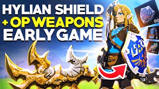 Get quotOverpoweredquot EARLY with Hylian Shield  Champions Leather in Tears Of The Kingdom [upl. by Othello]