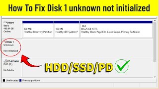 How to Fix Disk 1 Unknown Not Initialized 2024 [upl. by Assanav]