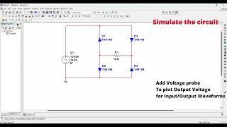 Full Bridge Rectifier  Full wave Rectifier  Multisim  Simulate Electronics [upl. by Herald]