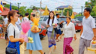 Cambodia Pchum Ben 2024 at Kean Svay Krav Pagoda Ben 4  Street Food in Countryside Market [upl. by Lennod]