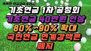 속보 기초연금 1차 공청회40만원 인상90 확대 국민연금 연계 감액 폐지 공무원연금자 차별 폐지 [upl. by Makell]