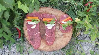 Dana ətindən ləzzətli TƏNBƏL DOVŞAN resepti  Ət ruleti resepti  DELİCİOUS BEEF ROLL RECİPE [upl. by Edobalo]