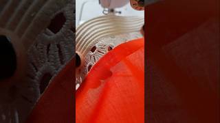 Sewing Tips And Tricks Making Sleeves Design Using White Thick Thread Lace And Orange Fabric Shorts [upl. by Meibers]