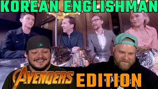 The AVENGERS TRY KOREAN FOOD  Korean Englishman Reaction [upl. by Doraj]