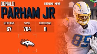 𝐁𝐑𝐄𝐀𝐊𝐈𝐍𝐆 𝐍𝐄𝐖𝐒 Denver Broncos Add TE Donald Parham Jr To Practice Squad  2024 NFL Offseason [upl. by Noiramed777]