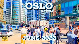 Oslo Norway 🇳🇴 June 2022  4K60fpsHDR Walking Tour  ▶3 hours [upl. by Marika]