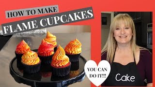 How to make FLAME Cupcakes l Beginner Cake Decorating Tutorial [upl. by Tamarra]