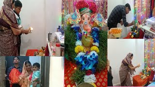 Ganpati Bappa Aaye Humare Ghar😍 Ganesh Chaturthi Festival Celebration dirishtiisangwanvlogs1338 [upl. by Eerahs]