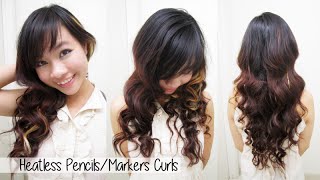 Heatless CurlsWaves l How to Curl Your Hair With Markers amp Pencils l No Heat CurlyWavy Hair [upl. by Mcripley156]