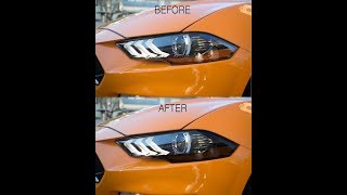 20182023 Ford Mustang Headlight Amber Corner Tint Installation [upl. by Namilus773]