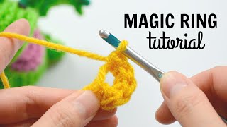 Magic ring with 6 single crochet stitches  MR  Quick tutorial magicringcrochet [upl. by Allimak753]