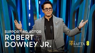 Robert Downey Jr wins Supporting Actor for his role in Oppenheimer  EE BAFTA Film Awards 2024 [upl. by Eisenberg]