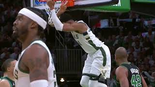 Giannis Tosses It Off The Backboard To Himself amp The Bench Goes WILD [upl. by Eelreveb]