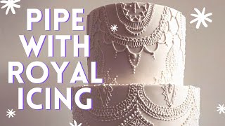 How to Pipe Royal Icing Designs for Cakes amp Cookies inspired by Mehndi [upl. by Wystand]