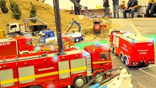 RC FIRE FIGHTERS IN ACTION I HORRIBLE FIRE IN TRUCK TRAILER I ROSENBAUER I RCEFF I RC FEUERWEHR [upl. by Riada]