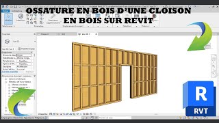 ossature en bois dune cloison en bois sur revit [upl. by Atival]