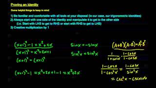 712  Proving verifying Trigonometric Identities [upl. by Samau]