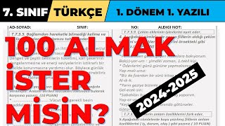 7 Sınıf Türkçe 1 Dönem 1 Yazılı  2024 2025  Açık Uçlu Sorular [upl. by Gaw]