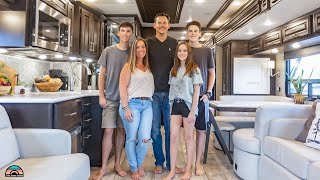 Family of 5 Downsized to a Spacious Class A Motorhome w 2 Bathrooms [upl. by Lorn]