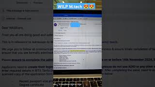 Wipro wilp Mtech Admission mail wilp shorts wipro elite mtech bca [upl. by Juakn767]