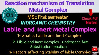 Labile and Inert Metal Complex  MSc first semester • INORGANIC CHEMISTRY• itschemistrytime [upl. by Aiciram]