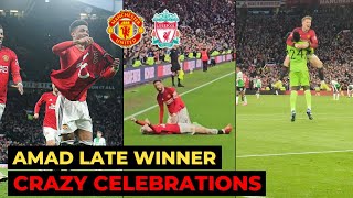 🔴Amad Diallo last minute winner vs Liverpool  CRAZY GOAL CELEBRATION and Old Trafford reactions [upl. by Ennylcaj]