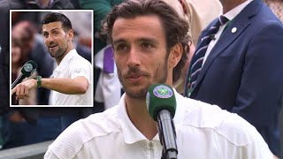 Novak Djokovics name booed during Lorenzo Musetti interview after Wimbledon rant [upl. by Cassandry105]