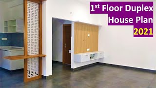 East Facing Duplex House 1st Floor Planning and Tour Living Pooja and a Master Bedroom [upl. by Doerrer]