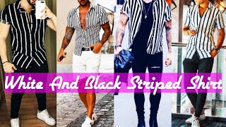 Men Striped Shirt Outfit Ideas  White And Black Striped Shirt Outfit Ideas by Look Stylish [upl. by Alleunam]