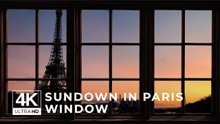 Sunset in Paris window view  Relaxing Calming Ambience cosy [upl. by Boj462]