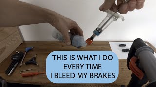 I do this every time I bleed my rim brakes Magura HS33 w Jitsie race levers [upl. by Aihsemot]