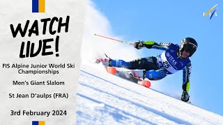 FIS Alpine Junior World Champs 2024  Mens Giant Slalom Run 2  St Jean DAulps France  Feb 3rd [upl. by Davine955]