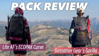 Gossamer Gear’s 50L Gorilla and Lite AF’s ECOPAK 40L Curve Review  Packs I used on the CDT [upl. by Ytirahs]