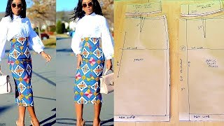 High Waist Basic Skirt Pattern DETAILED Easy way to make an high waisted skirt  Pattern drafting [upl. by Housen]