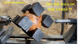 woodturning an oak ball in the cubes [upl. by Rap556]