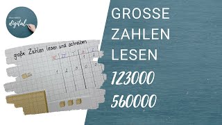 Große Zahlen schreiben und lesen  mit der Stellenwerttafel [upl. by Skerl]