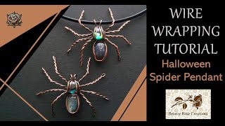 Halloween spider pendant wire wrapping tutorial how to wire wrap stones for beginners [upl. by Cavill]