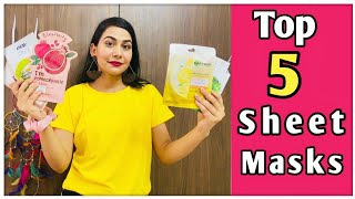 Top 5 Sheet Masks In India  Comparison  Review  Testing 5 Different Sheet Masks [upl. by Yellas]