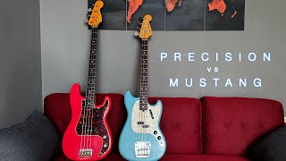 Fender Precision bass vs Mustang flat wound  BASS PILLS [upl. by Ainesy]