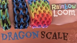 RAINBOW LOOM  Dragon Scale Cuff Bracelet  How To  SoCraftastic [upl. by Ahsitam]