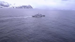 NATO conducts maritime warfare drills in Fjords in Norwegian Waters north of the Arctic Circle [upl. by Ahsait284]