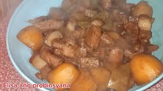 ADOBONG BABOY sa patatas Adobong Kangkong food recipe cooking pinoyfood deliciousfood foodie [upl. by Enyala]