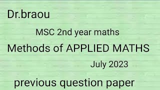 MSC maths 2nd year previous question paper Ambedkar University [upl. by Duyne]